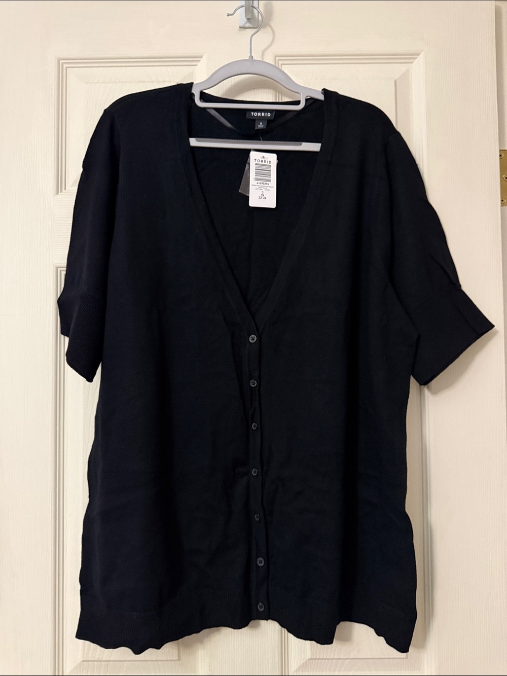 NWT Torrid Soft Everyday Black Short-Sleeve V-Neck Cardigan Sz 3, 3X, 22-24